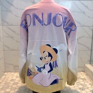 DISNEY Disneyland Resort Bonjour Ombre Minnie Long Sleeve Spirit Jersey Size S